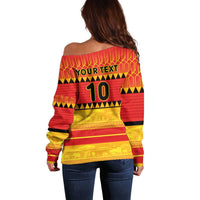 Custom Zimbabwe Cricket Off Shoulder Sweater African Heritage Stripes Style - Wonder Print Shop