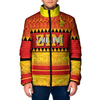 Custom Zimbabwe Cricket Padded Jacket African Heritage Stripes Style - Wonder Print Shop