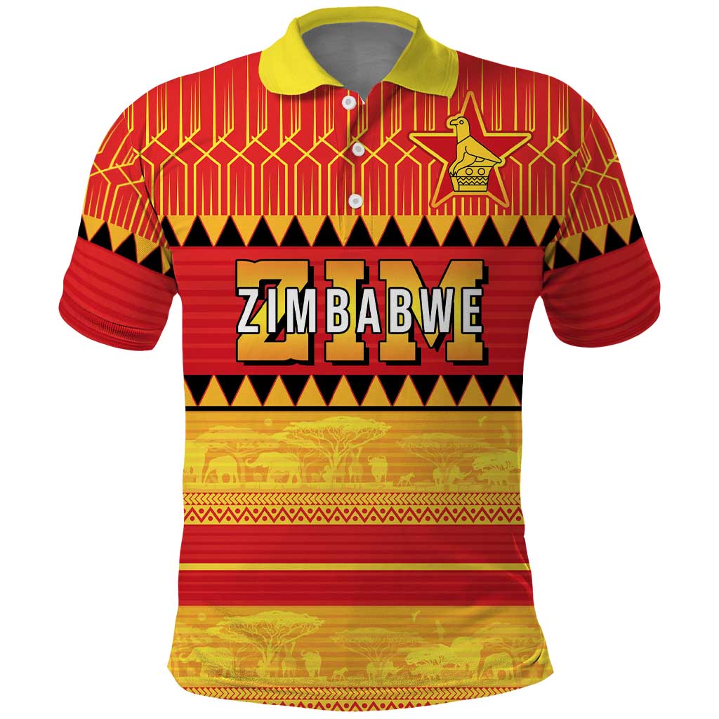 Custom Zimbabwe Cricket Polo Shirt African Heritage Stripes Style - Wonder Print Shop