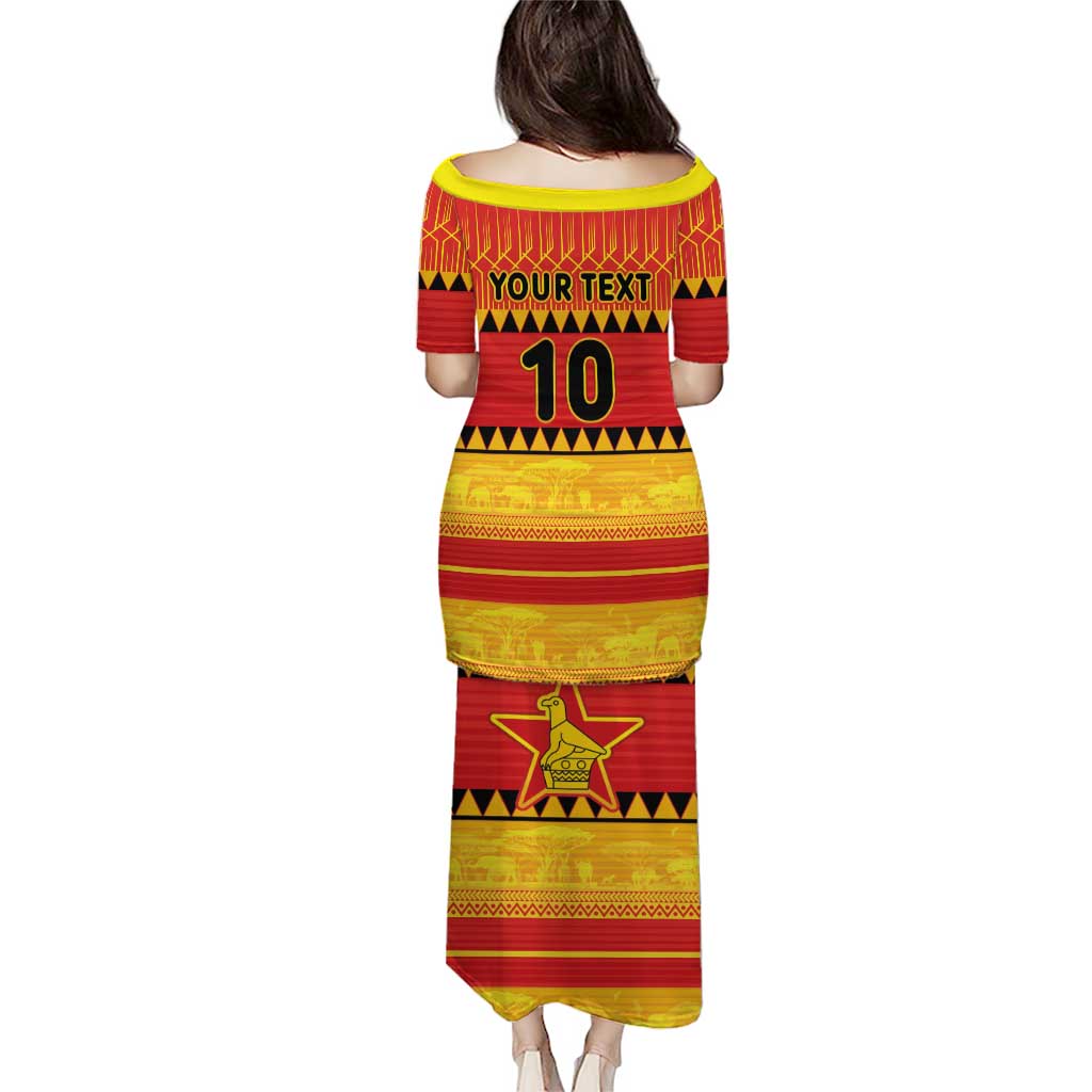 Custom Zimbabwe Cricket Puletasi African Heritage Stripes Style - Wonder Print Shop