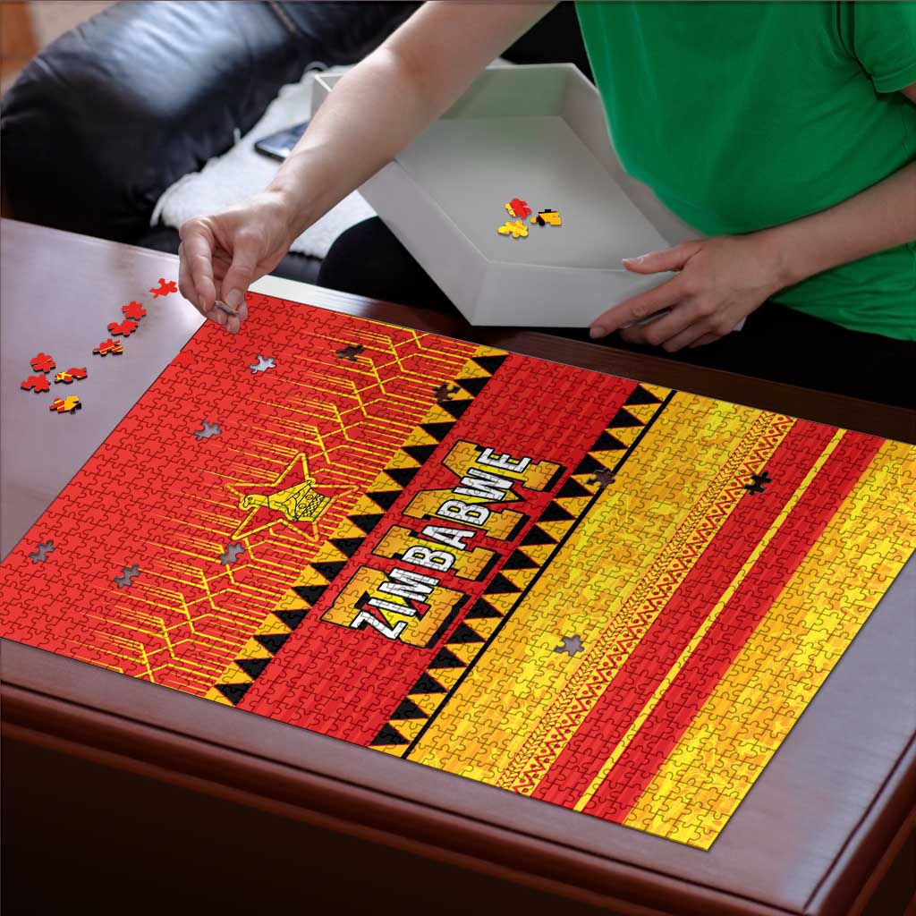 Zimbabwe Cricket Puzzle African Heritage Stripes Style - Wonder Print Shop