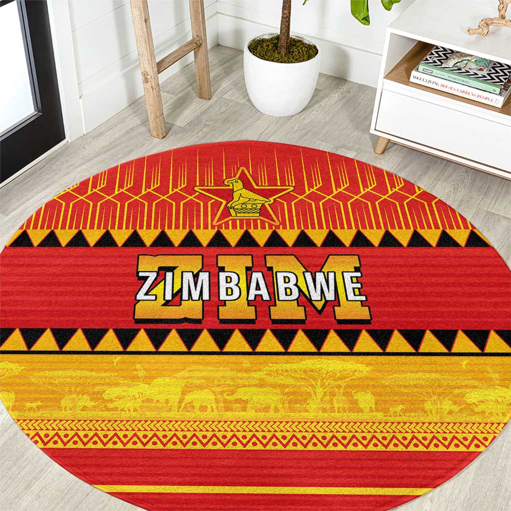 Zimbabwe Cricket Round Carpet African Heritage Stripes Style - Wonder Print Shop