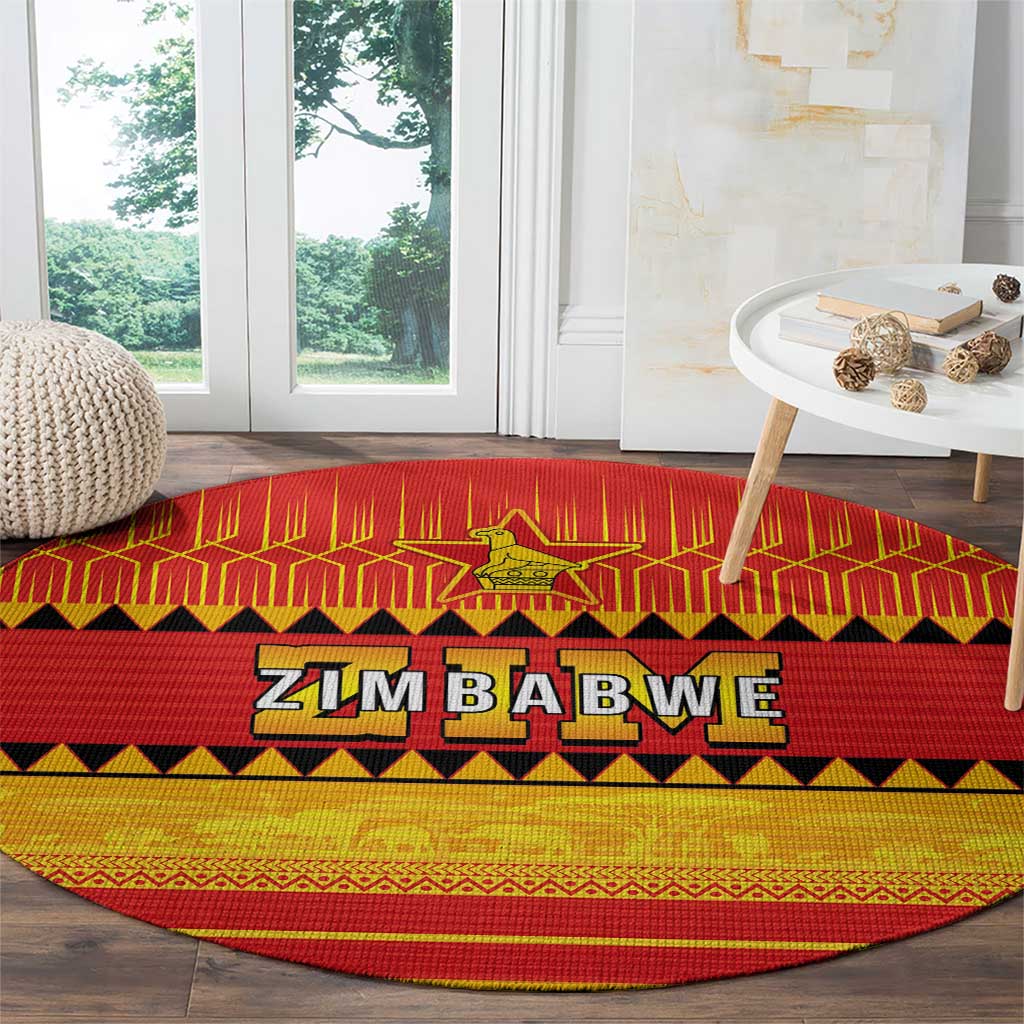 Zimbabwe Cricket Round Carpet African Heritage Stripes Style - Wonder Print Shop
