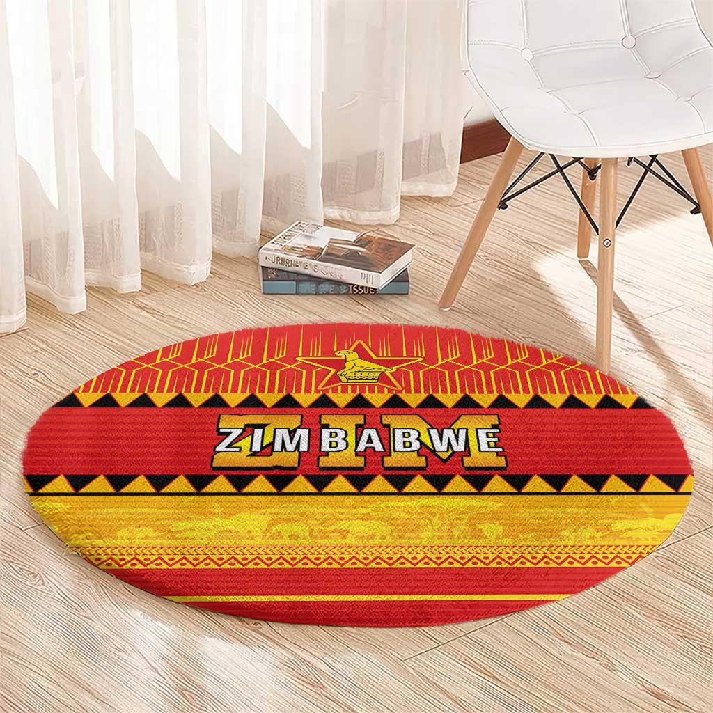 Zimbabwe Cricket Round Carpet African Heritage Stripes Style - Wonder Print Shop