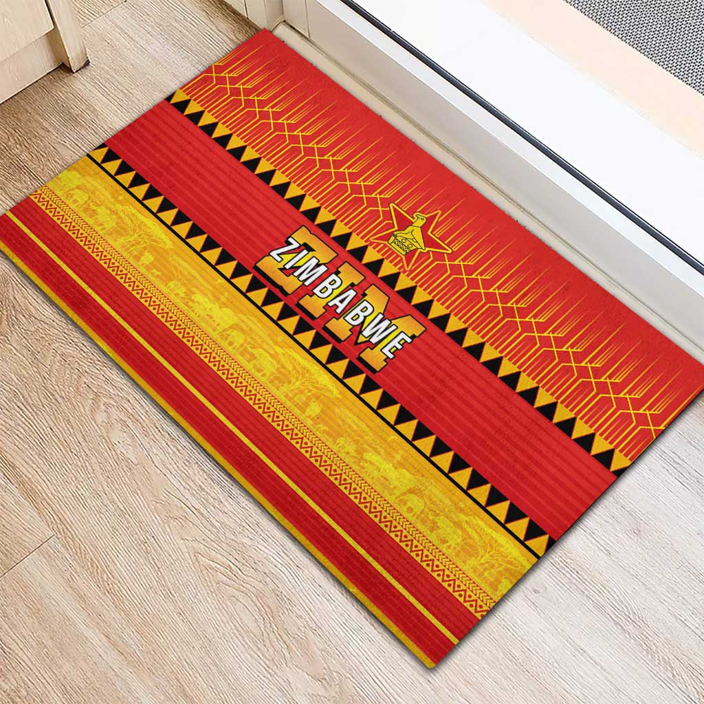 Zimbabwe Cricket Rubber Doormat African Heritage Stripes Style - Wonder Print Shop