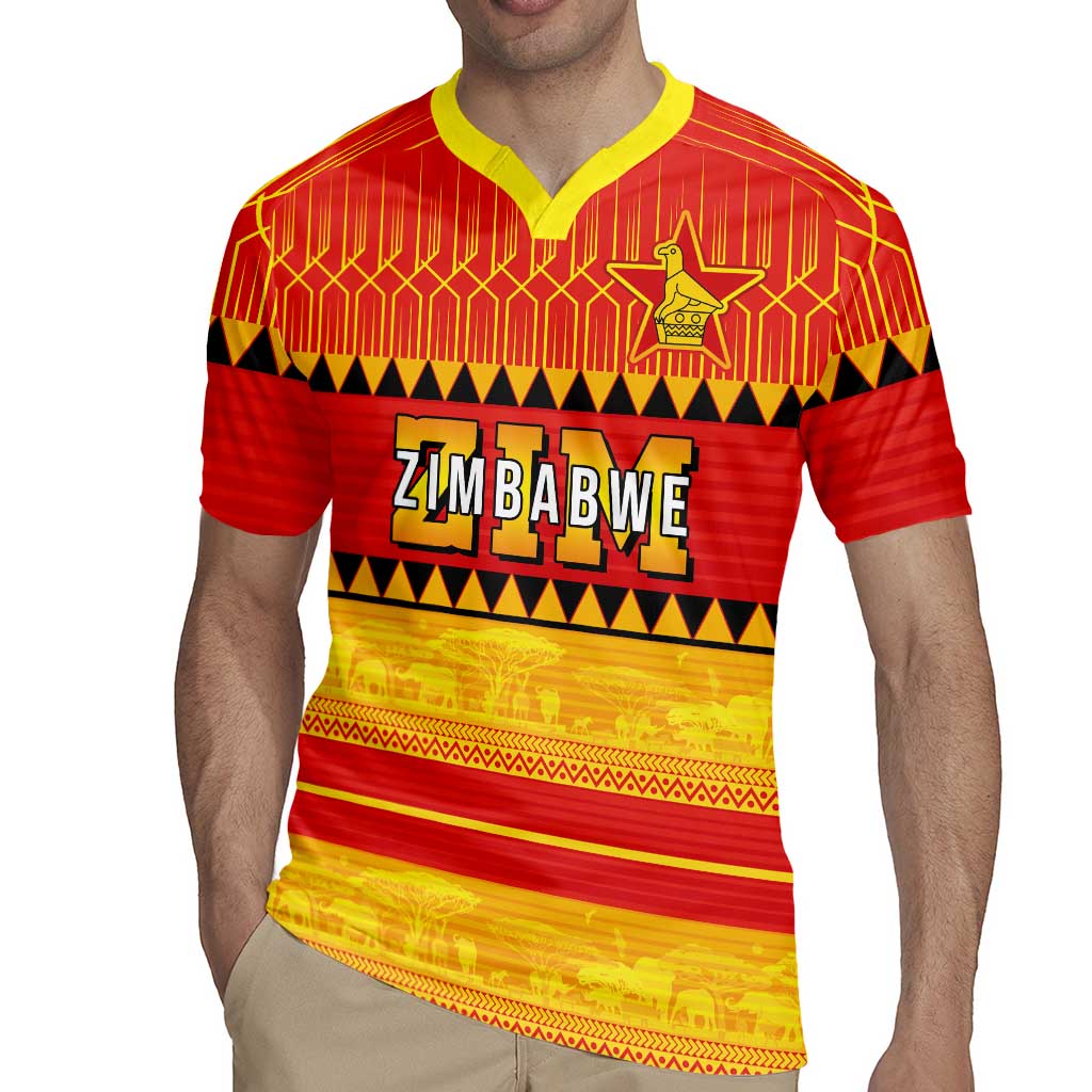 Custom Zimbabwe Cricket Rugby Jersey African Heritage Stripes Style - Wonder Print Shop