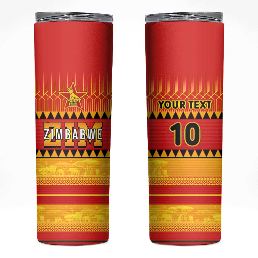 Custom Zimbabwe Cricket Skinny Tumbler African Heritage Stripes Style - Wonder Print Shop