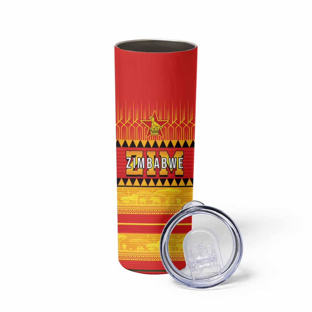 Custom Zimbabwe Cricket Skinny Tumbler African Heritage Stripes Style - Wonder Print Shop