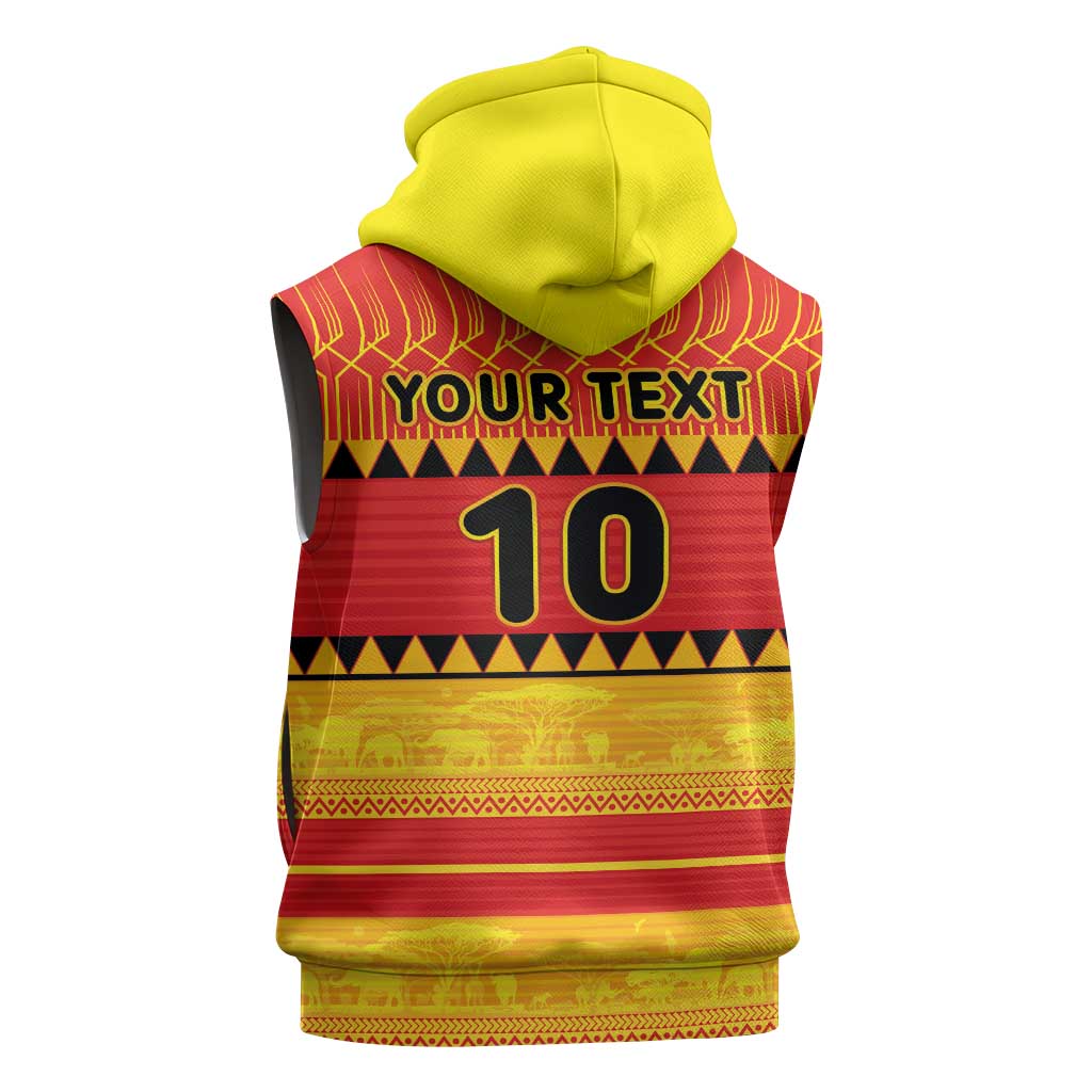 Custom Zimbabwe Cricket Sleeveless Hoodie African Heritage Stripes Style - Wonder Print Shop