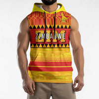 Custom Zimbabwe Cricket Sleeveless Hoodie African Heritage Stripes Style - Wonder Print Shop