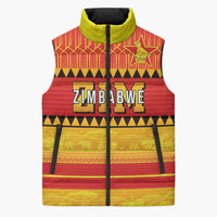Custom Zimbabwe Cricket Sleeveless Puffer Jacket African Heritage Stripes Style - Wonder Print Shop