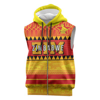 Custom Zimbabwe Cricket Sleeveless Zip Hoodie African Heritage Stripes Style - Wonder Print Shop