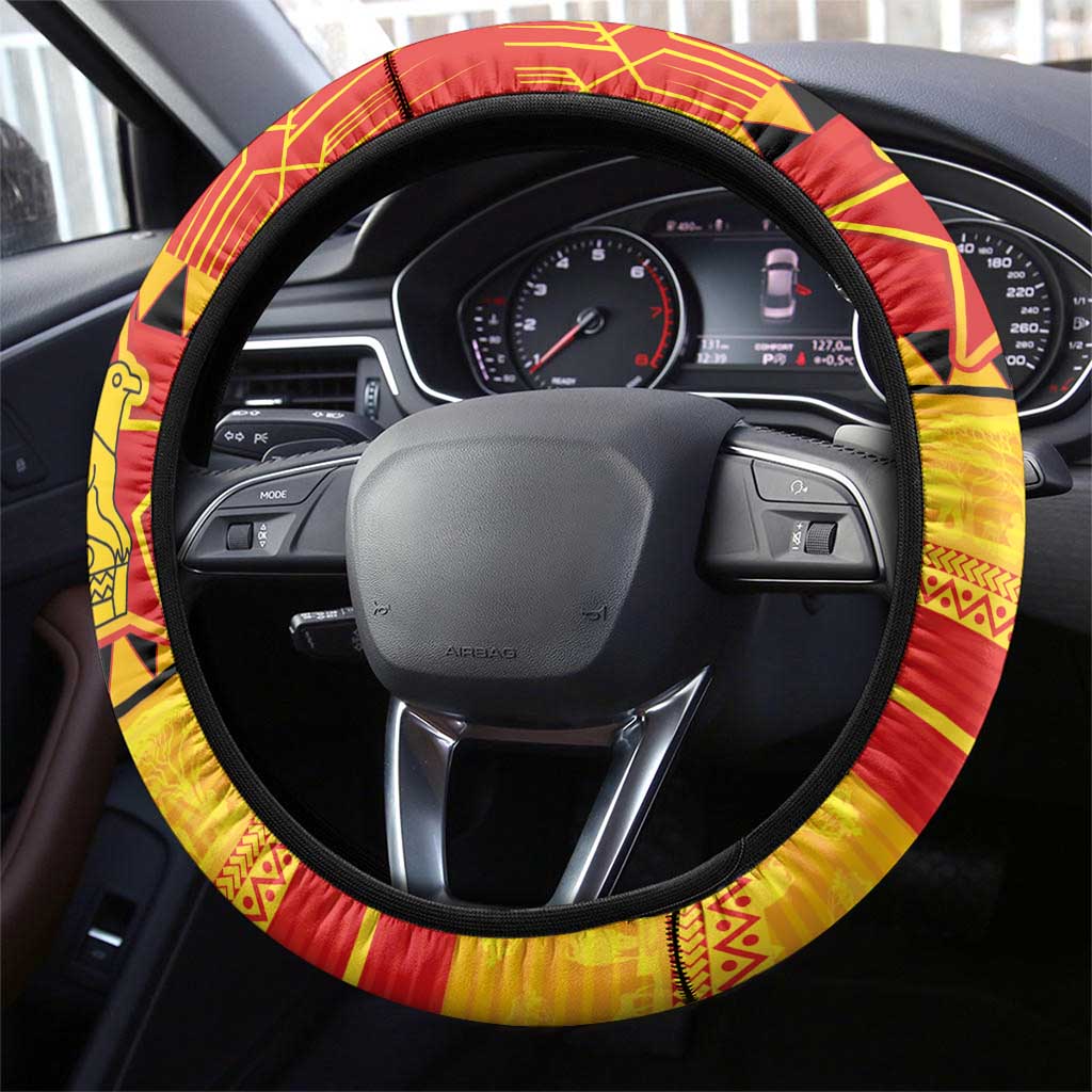 Zimbabwe Cricket Steering Wheel Cover African Heritage Stripes Style - Wonder Print Shop