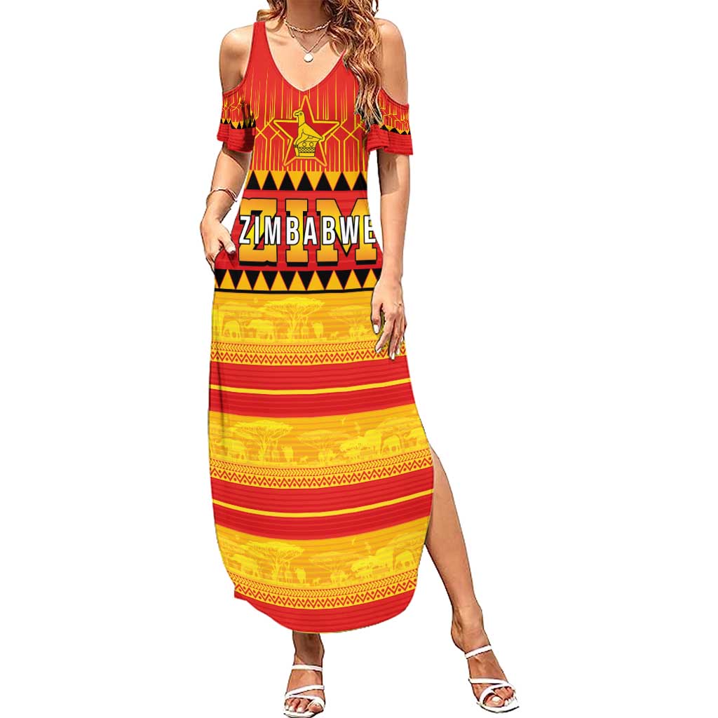 Custom Zimbabwe Cricket Summer Maxi Dress African Heritage Stripes Style - Wonder Print Shop