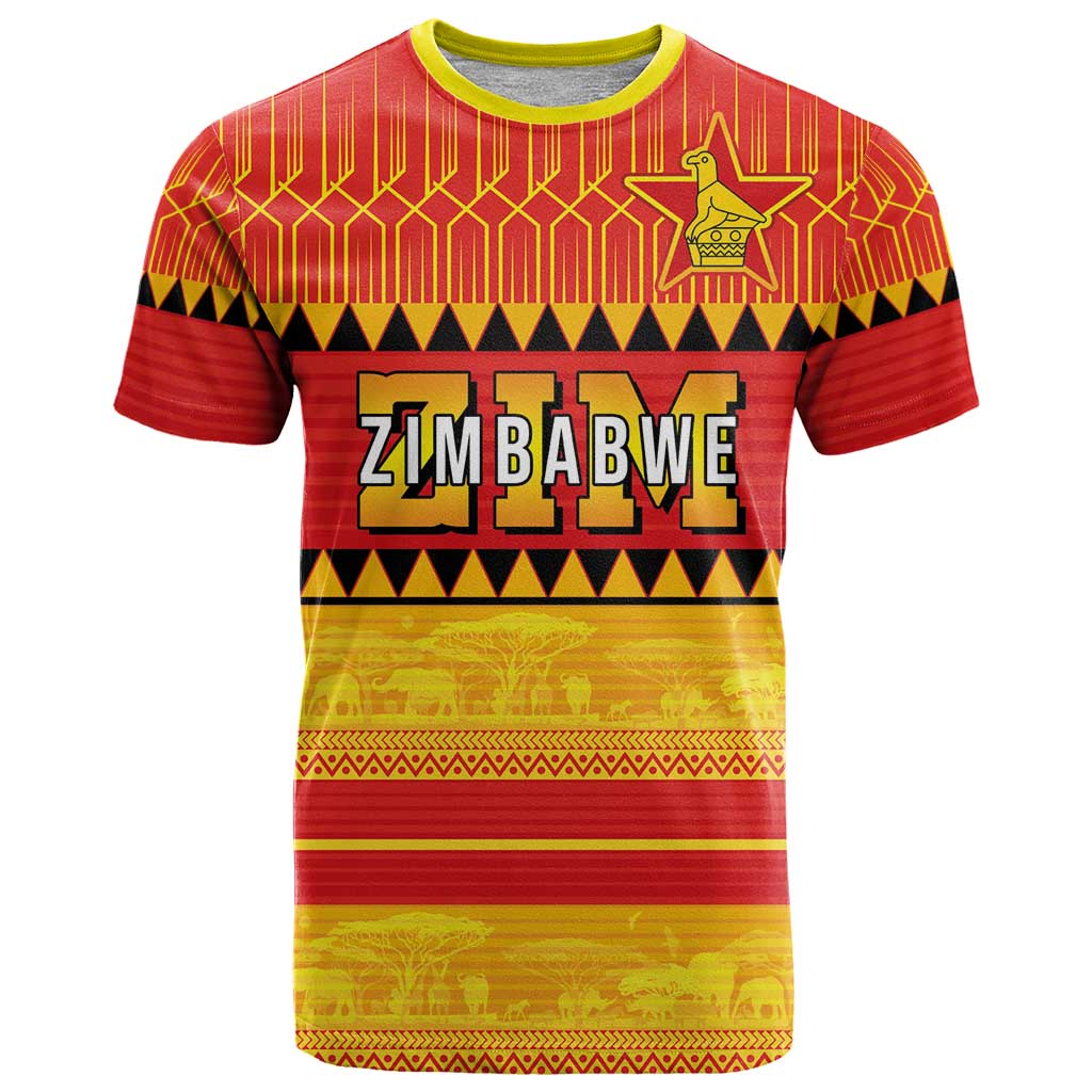 Custom Zimbabwe Cricket T Shirt African Heritage Stripes Style - Wonder Print Shop