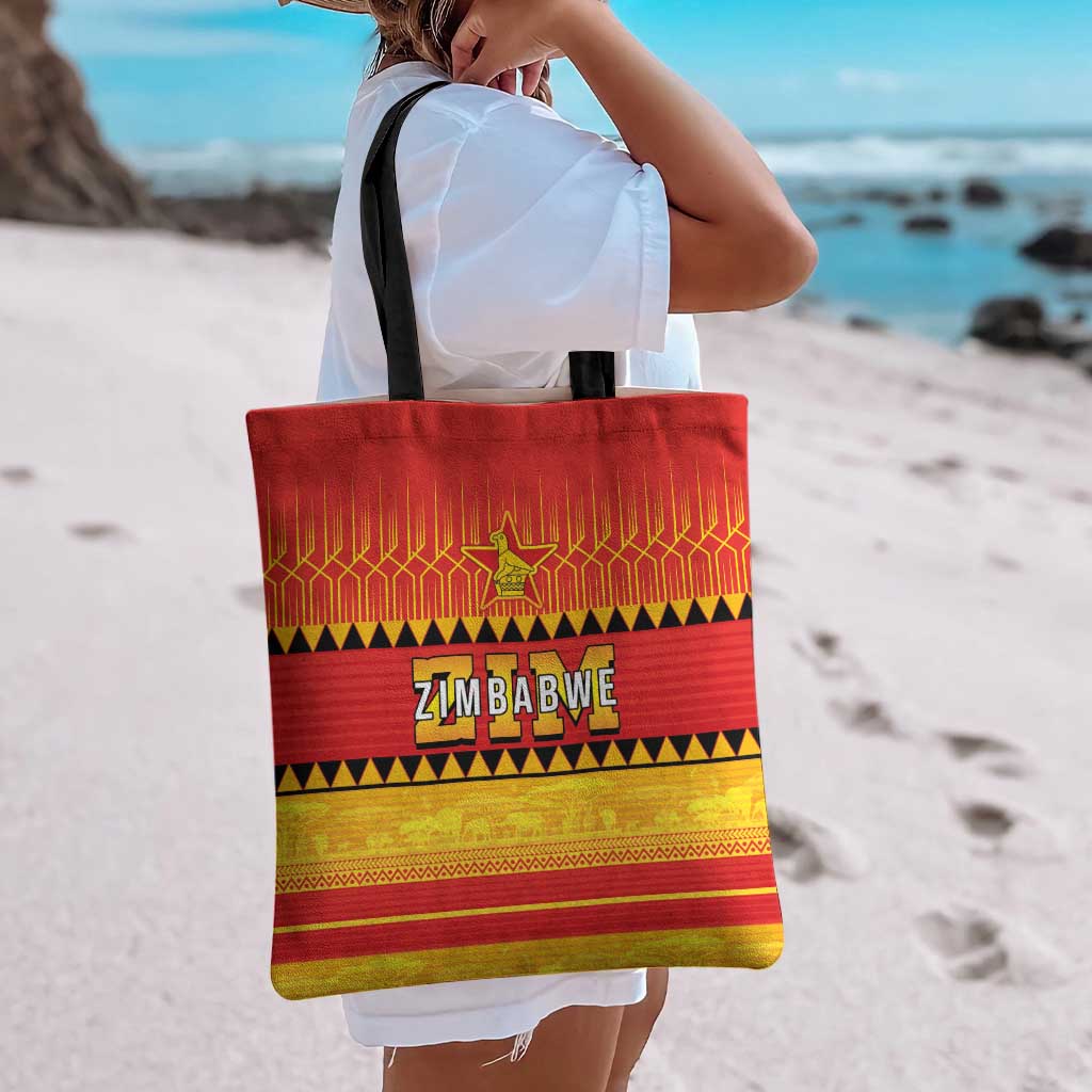 Zimbabwe Cricket Tote Bag African Heritage Stripes Style - Wonder Print Shop
