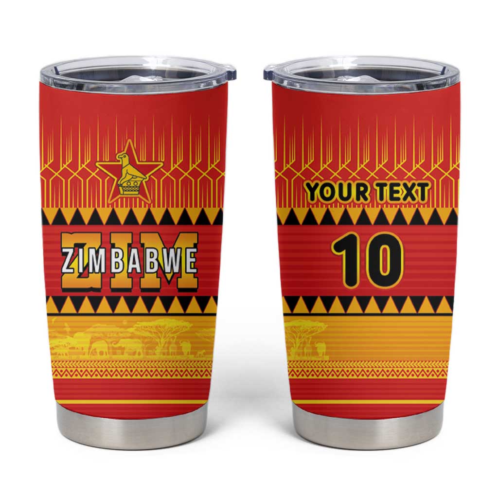 Custom Zimbabwe Cricket Tumbler Cup African Heritage Stripes Style - Wonder Print Shop