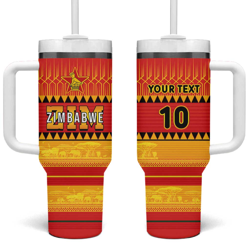 Custom Zimbabwe Cricket Tumbler With Handle African Heritage Stripes Style - Wonder Print Shop