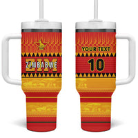 Custom Zimbabwe Cricket Tumbler With Handle African Heritage Stripes Style - Wonder Print Shop