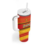 Custom Zimbabwe Cricket Tumbler With Handle African Heritage Stripes Style - Wonder Print Shop