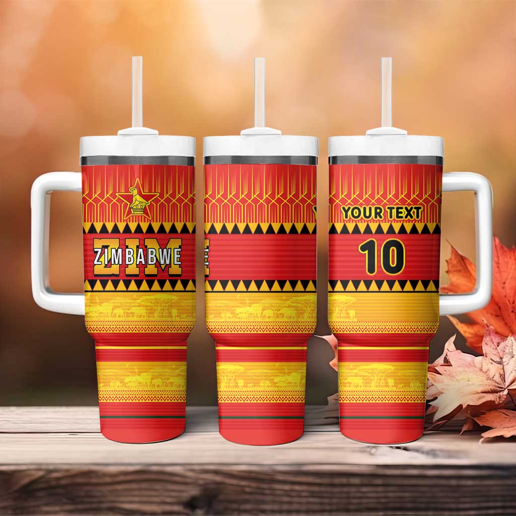 Custom Zimbabwe Cricket Tumbler With Handle African Heritage Stripes Style - Wonder Print Shop