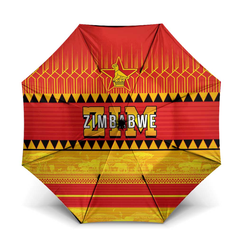 Zimbabwe Cricket Umbrella African Heritage Stripes Style - Wonder Print Shop