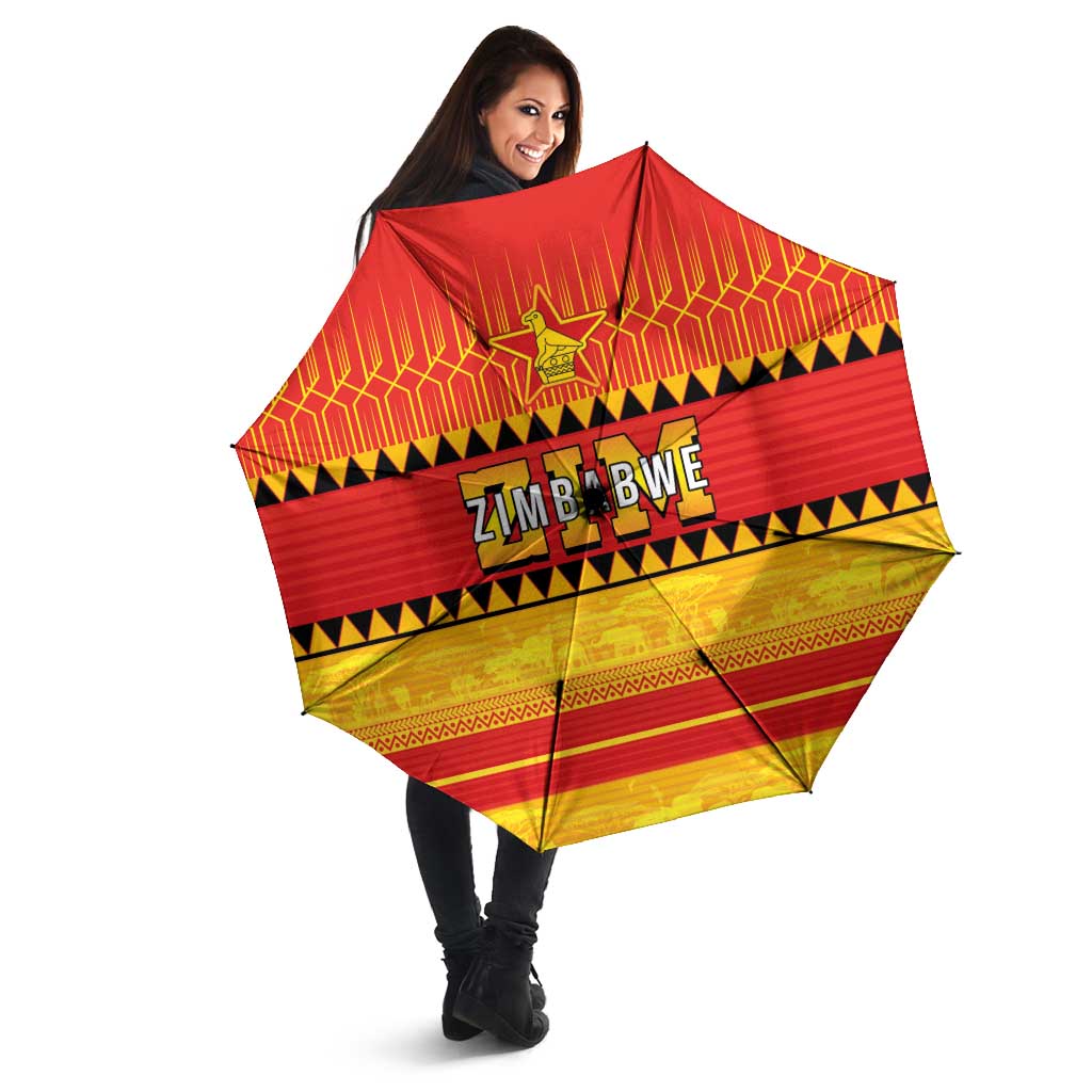 Zimbabwe Cricket Umbrella African Heritage Stripes Style - Wonder Print Shop