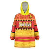 Custom Zimbabwe Cricket Wearable Blanket Hoodie African Heritage Stripes Style - Wonder Print Shop