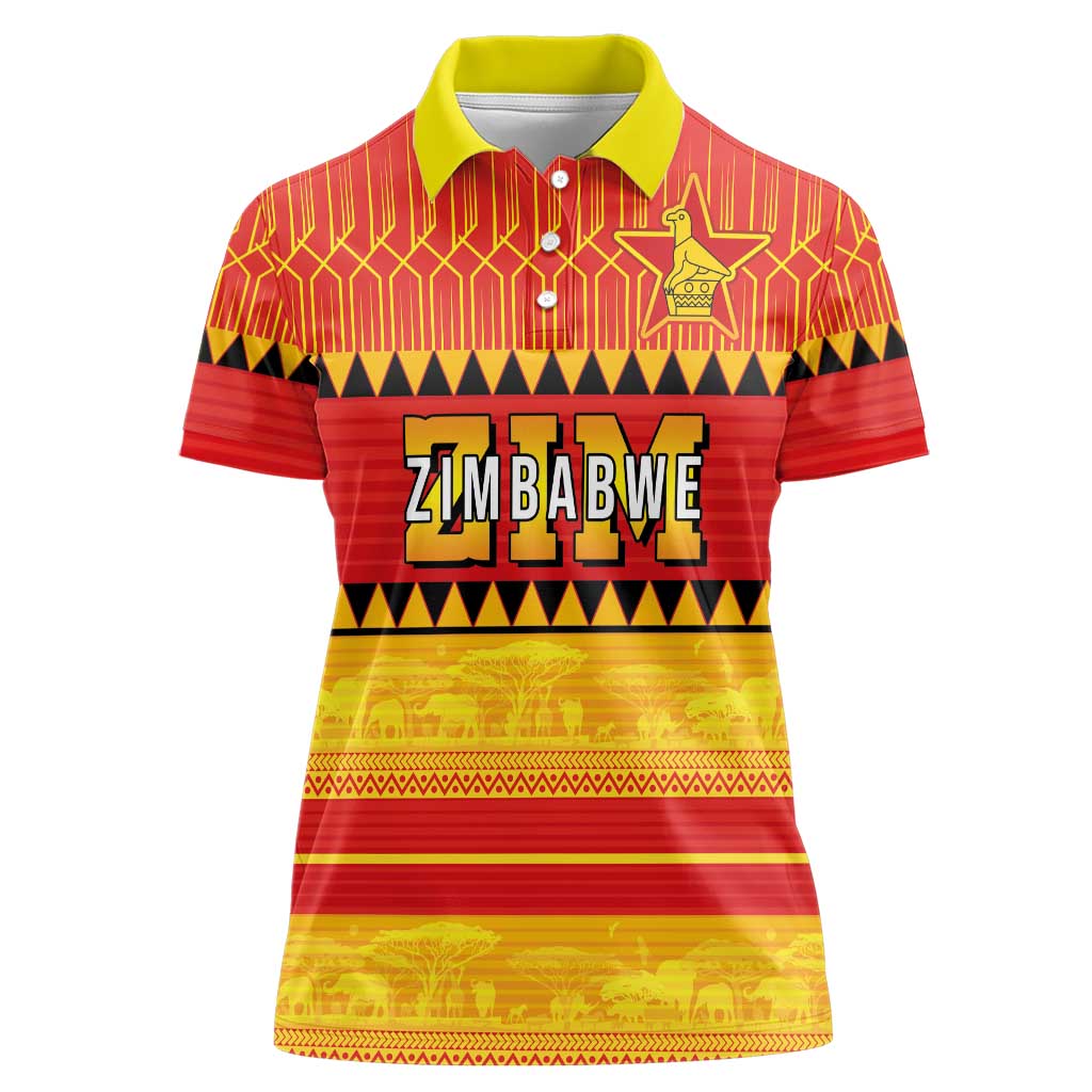 Custom Zimbabwe Cricket Women Polo Shirt African Heritage Stripes Style - Wonder Print Shop