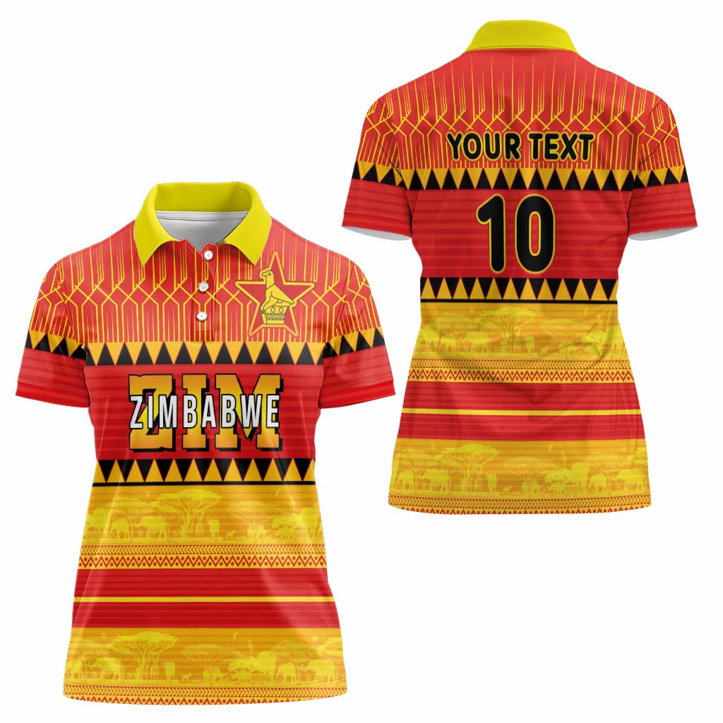 Custom Zimbabwe Cricket Women Polo Shirt African Heritage Stripes Style - Wonder Print Shop