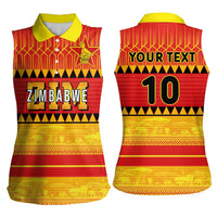 Custom Zimbabwe Cricket Women Sleeveless Polo Shirt African Heritage Stripes Style - Wonder Print Shop