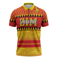 Custom Zimbabwe Cricket Zipper Polo Shirt African Heritage Stripes Style - Wonder Print Shop