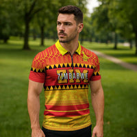 Custom Zimbabwe Cricket Zipper Polo Shirt African Heritage Stripes Style - Wonder Print Shop