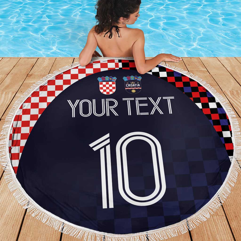 Custom Croatia Football Go Checkered Ones Beach Blanket