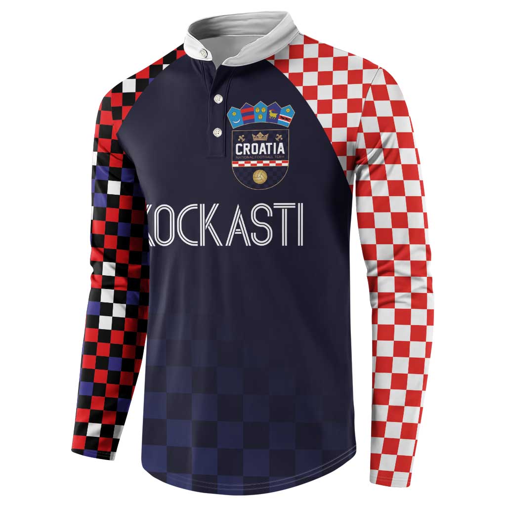 Custom Croatia Football Go Checkered Ones Button Sweatshirt
