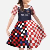 Custom Croatia Football Go Checkered Ones Family Matching Off Shoulder Maxi Dress and Hawaiian Shirt