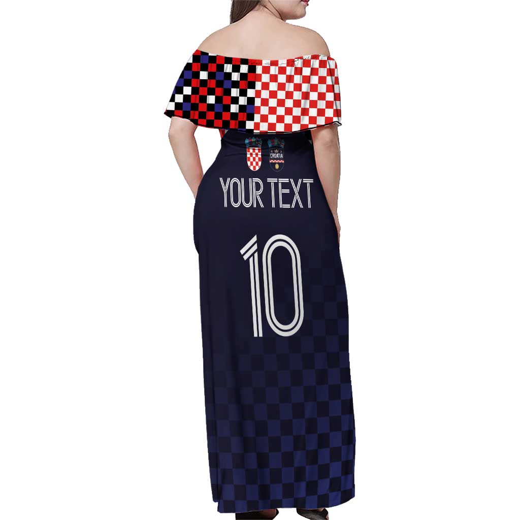 Custom Croatia Football Go Checkered Ones Family Matching Off Shoulder Maxi Dress and Hawaiian Shirt