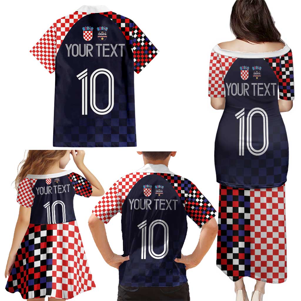 Custom Croatia Football Go Checkered Ones Family Matching Puletasi and Hawaiian Shirt