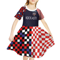 Custom Croatia Football Go Checkered Ones Kid Short Sleeve Dress