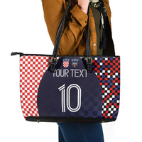 Custom Croatia Football Go Checkered Ones Leather Tote Bag