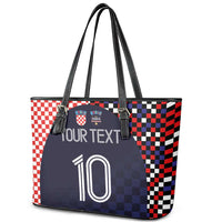 Custom Croatia Football Go Checkered Ones Leather Tote Bag