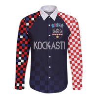 Custom Croatia Football Go Checkered Ones Long Sleeve Button Shirt