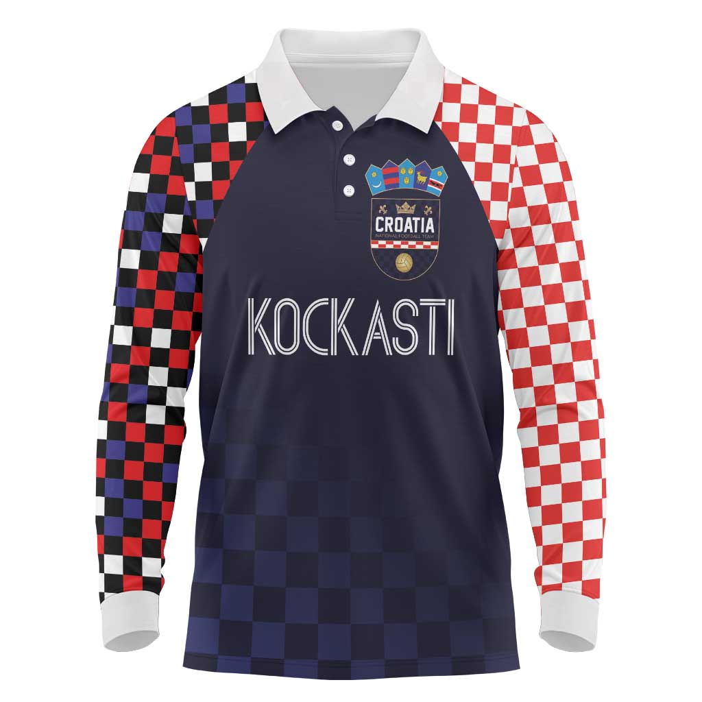 Custom Croatia Football Go Checkered Ones Long Sleeve Polo Shirt