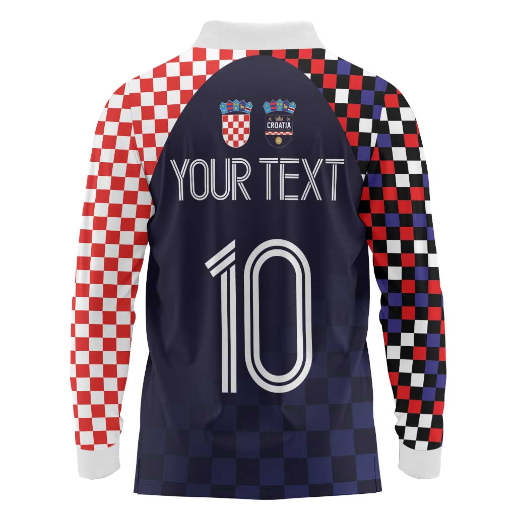 Custom Croatia Football Go Checkered Ones Long Sleeve Polo Shirt