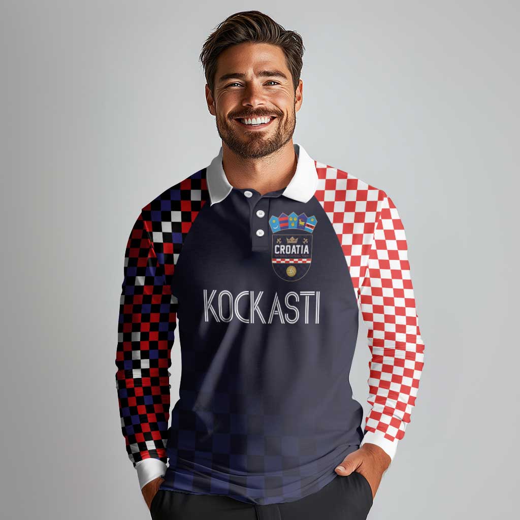 Custom Croatia Football Go Checkered Ones Long Sleeve Polo Shirt