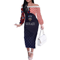 Custom Croatia Football Go Checkered Ones Off The Shoulder Long Sleeve Dress