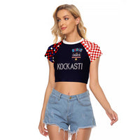 Custom Croatia Football Go Checkered Ones Raglan Cropped T Shirt - Wonder Print Shop