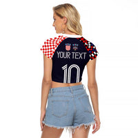Custom Croatia Football Go Checkered Ones Raglan Cropped T Shirt - Wonder Print Shop