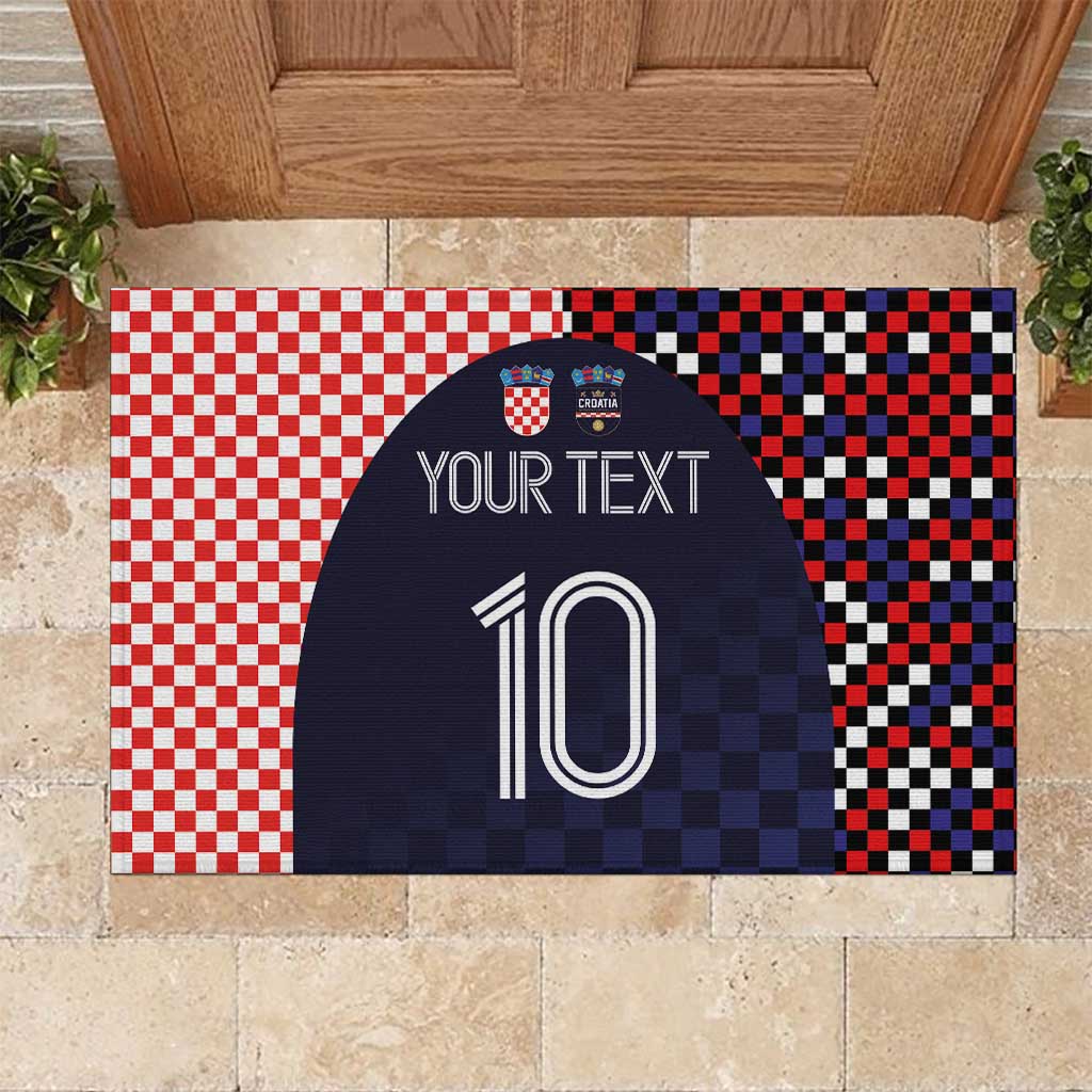 Custom Croatia Football Go Checkered Ones Rubber Doormat - Wonder Print Shop