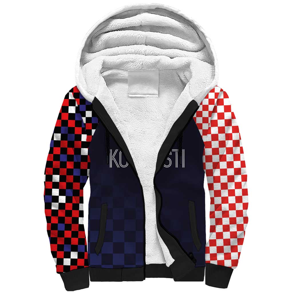 Custom Croatia Football Go Checkered Ones Sherpa Hoodie - Wonder Print Shop